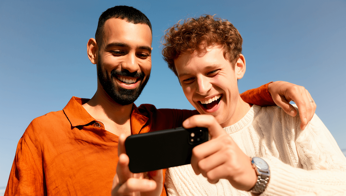 2 friends using phone